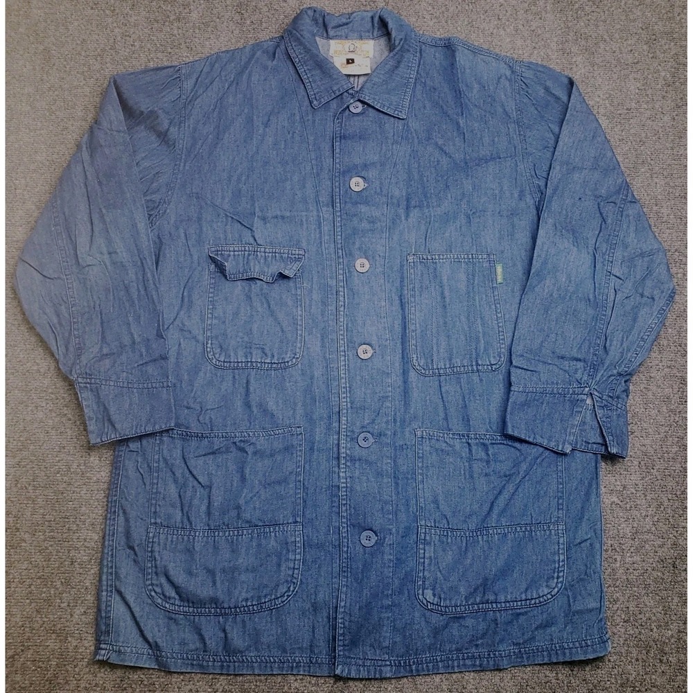 Vintage Gene Ewing Chore Jacket Mens Large Blue California Sunwash